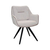 Hectarul - Scaun dining, crem, tapiserie textil si cadru metalic, rotativ, 62x61x86 cm Luna-3 HARO